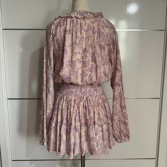 Hemant and Nandita Sequin Paisley Print Purple Mini Dress Size L - Picture 4 of 17